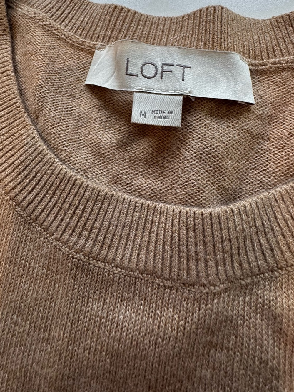 LOFT L’Automne Autumn Fall Sweater M Tan Pink Embroidered - Picture 8 of 9